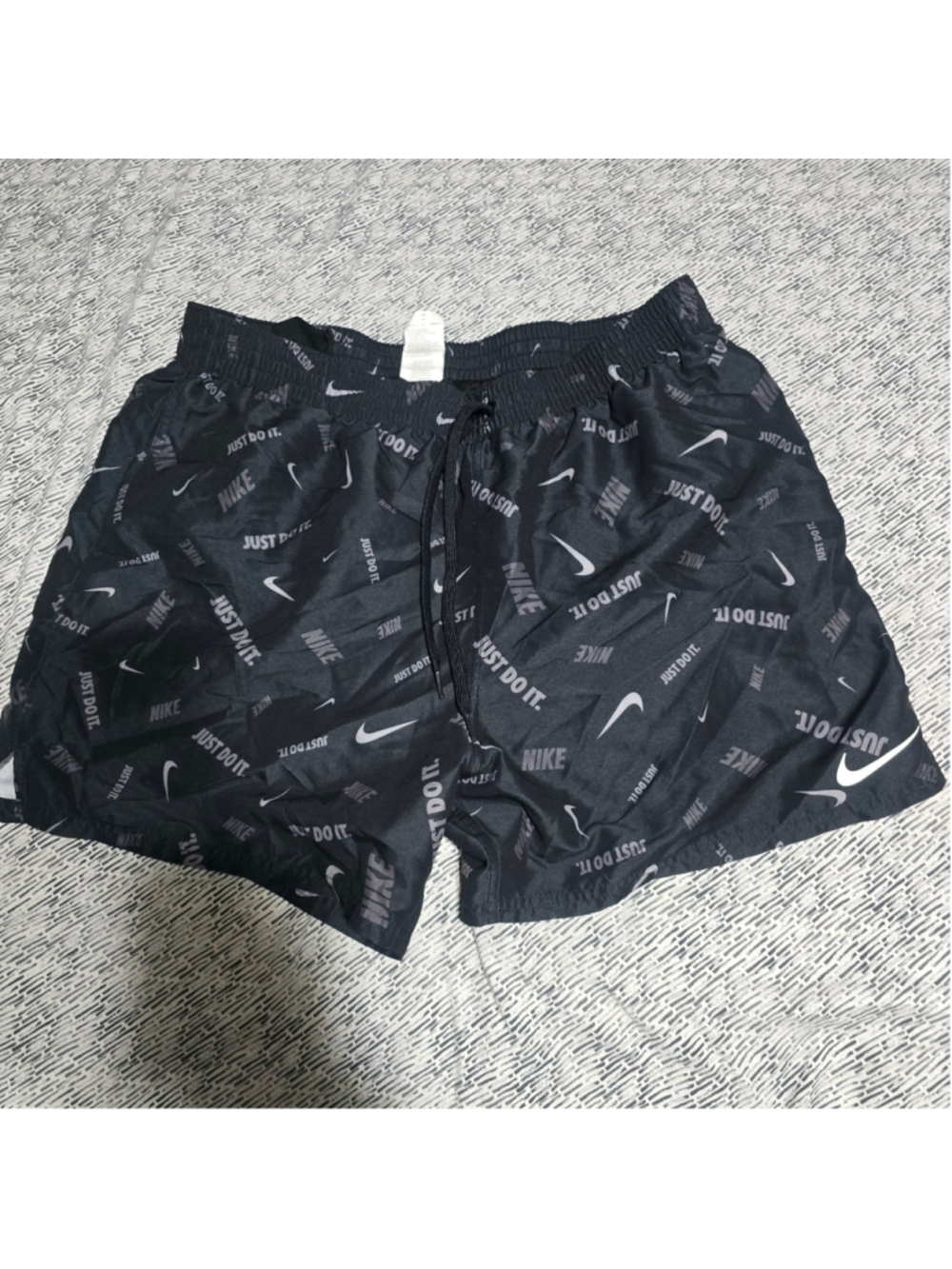 Men's Nike Athletic Shorts XL Black White Just Do It Print